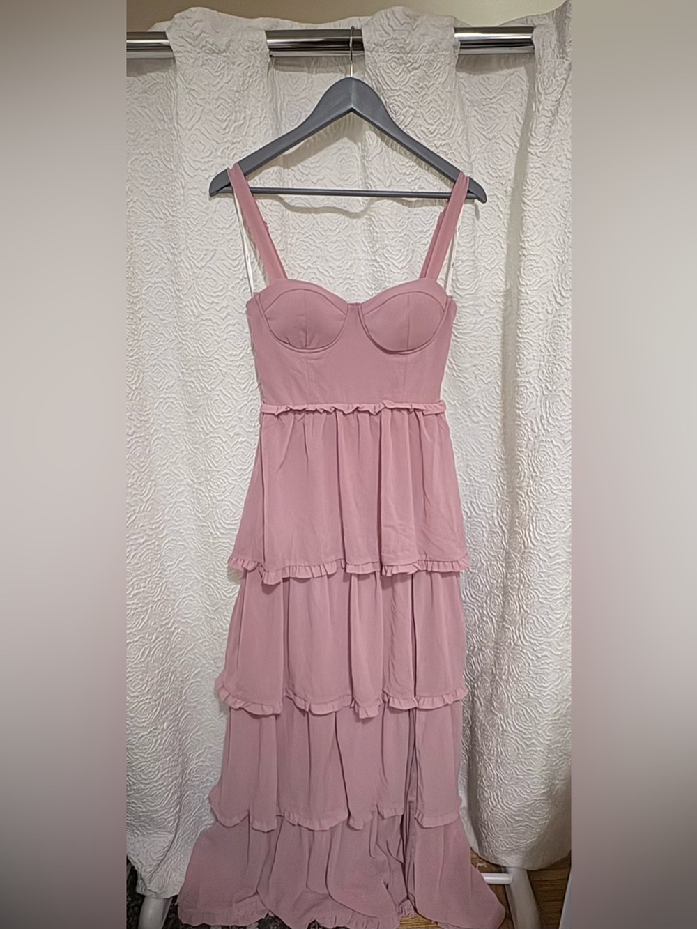 Lulu's Dusty Rose Tiered Ruffle Bridal Dress